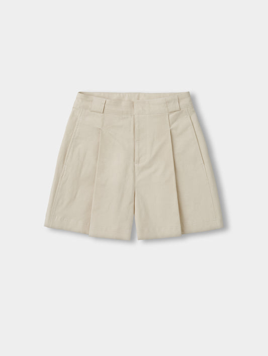 Flat lay view of the Dune Short in Bone from AETHER.
