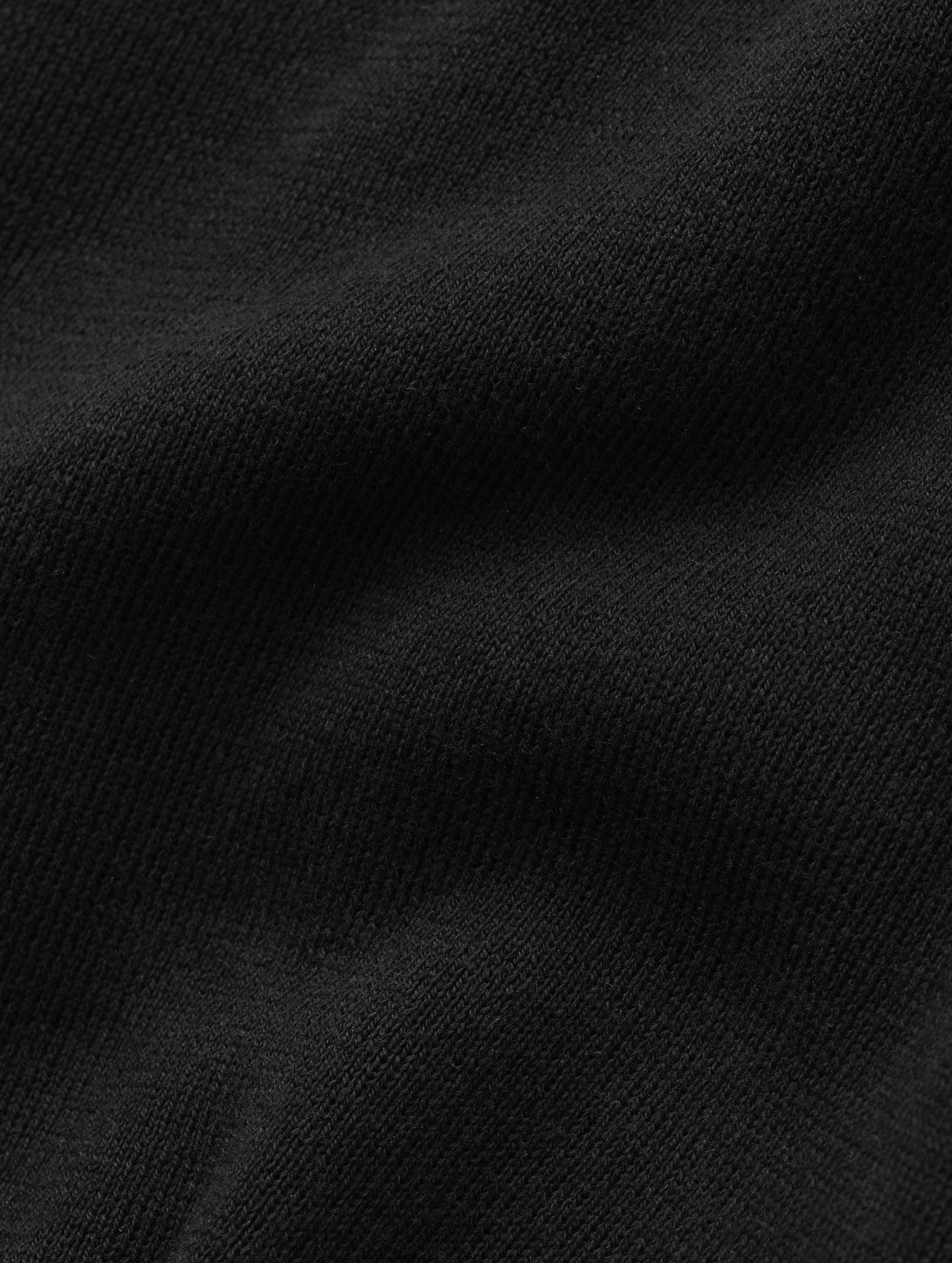 Closeup detailed view of the fabric on the Eliana Full-ZIp Sweater in Onyx Black from AETHER Apparel.