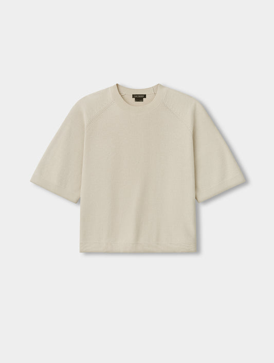 Flat lay view of the Eliana Sweater Tee in Bone from AETHER.