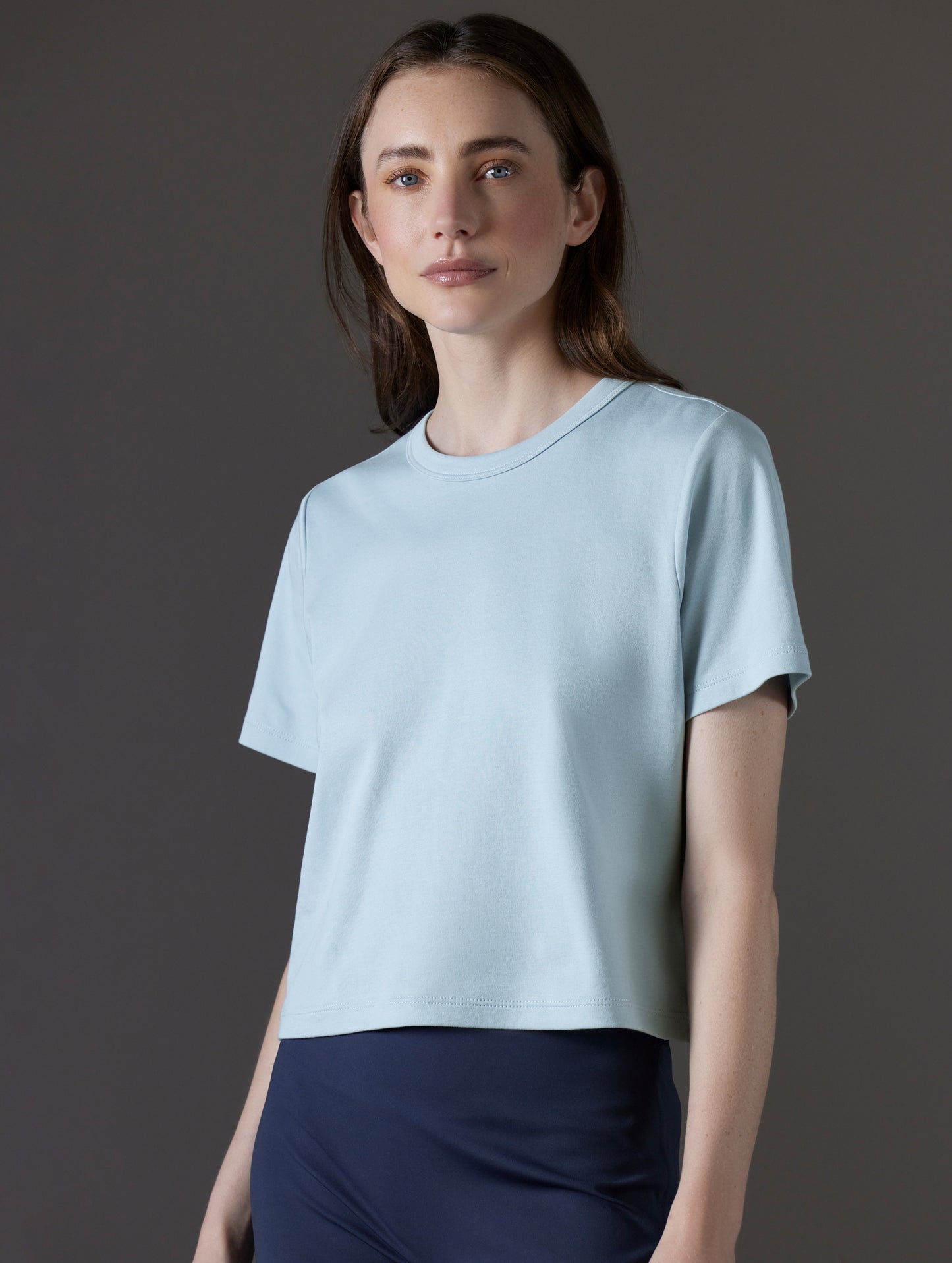 W Emery Pima Cropped Tee - Flight Blue