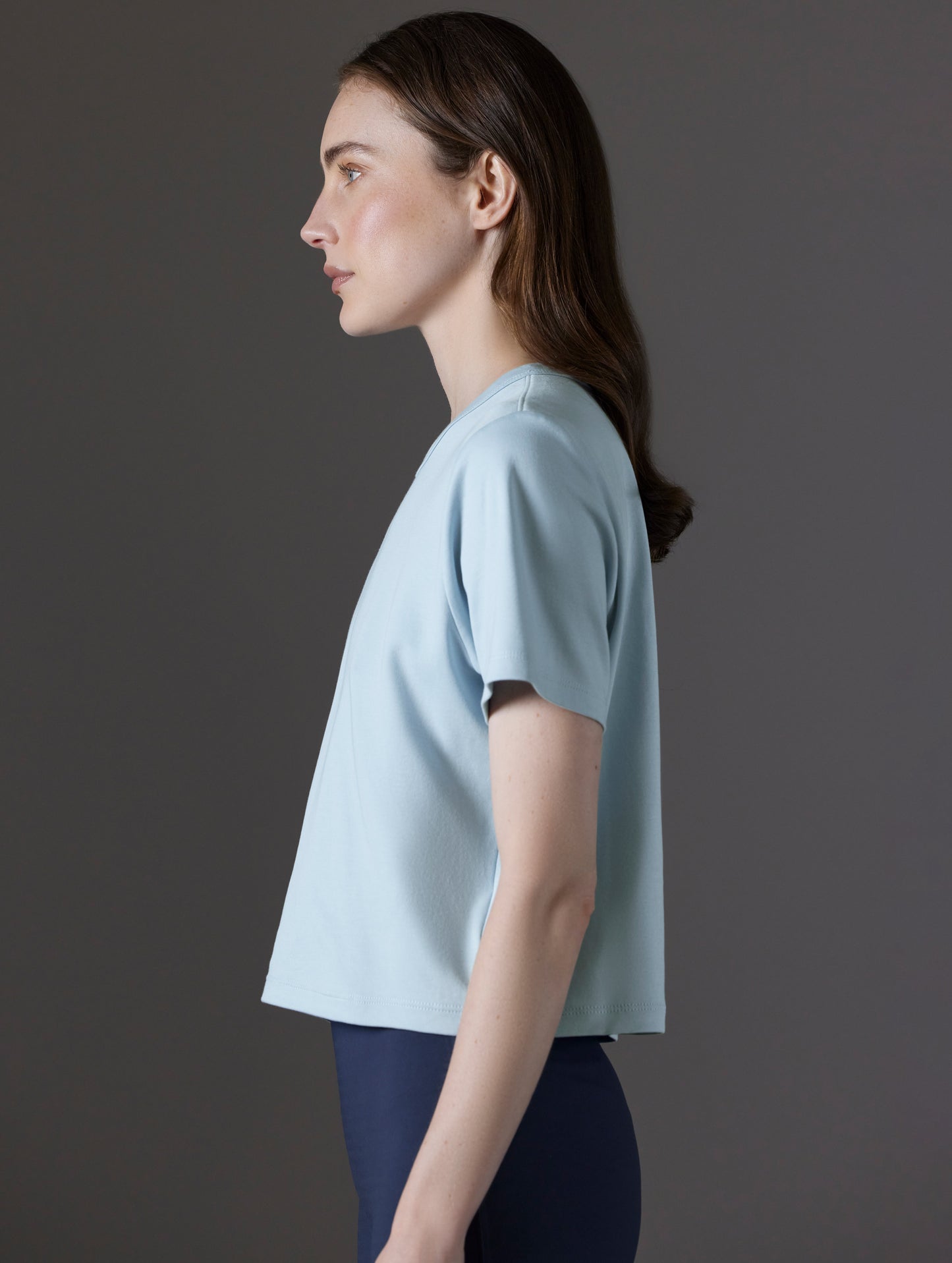 W Emery Pima Cropped Tee - Flight Blue