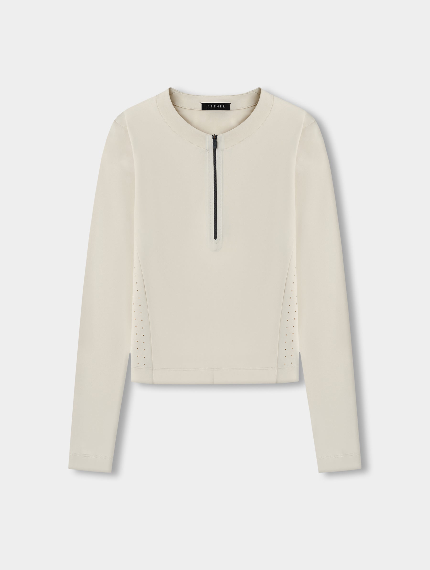 Flat lay view of the Kora Sunproof Shirt in Bone from AETHER.