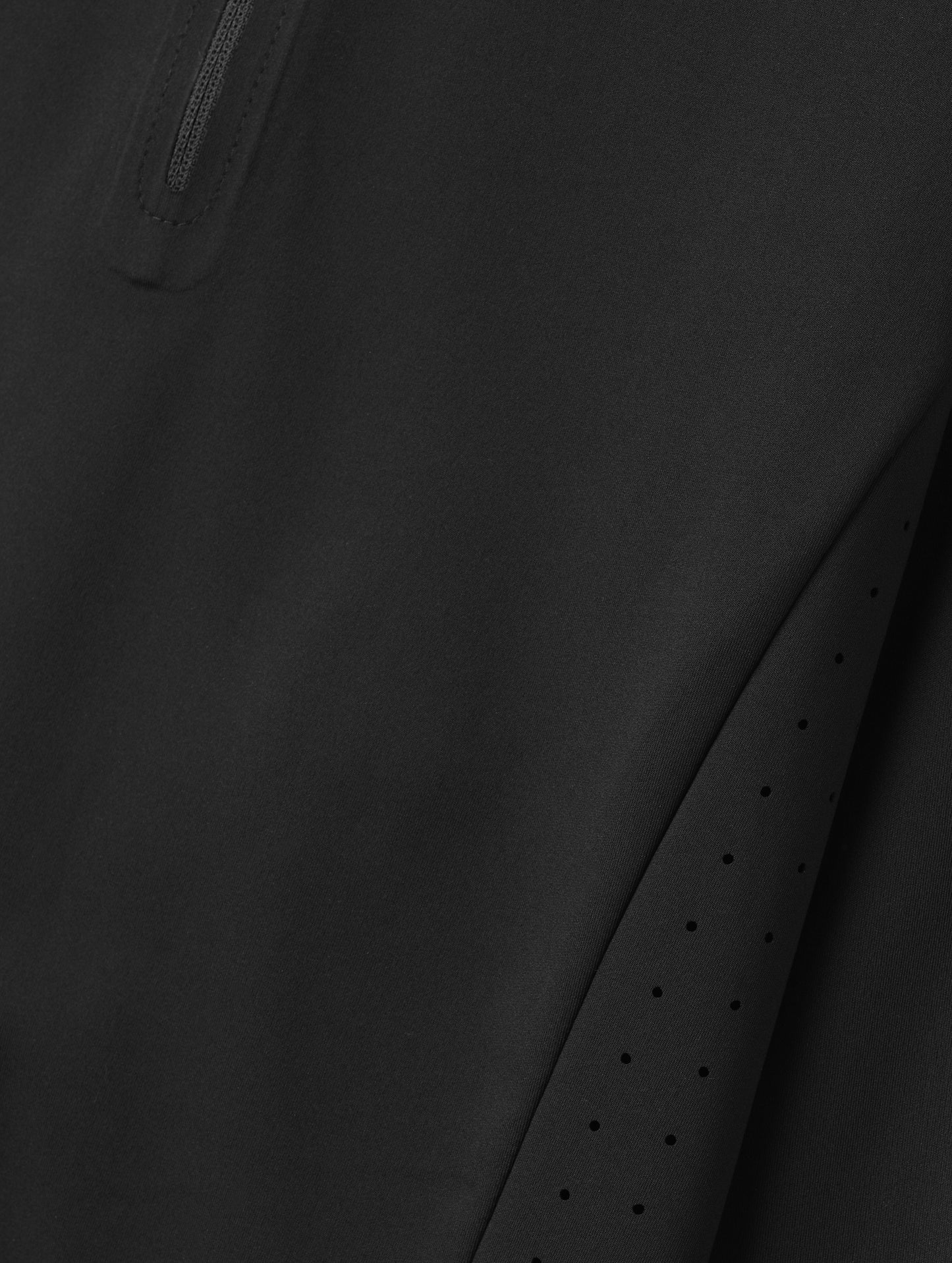 Closeup detailed view of the fabric on the Kora Sunproof Shirt in Onyx Black from AETHER Apparel.
