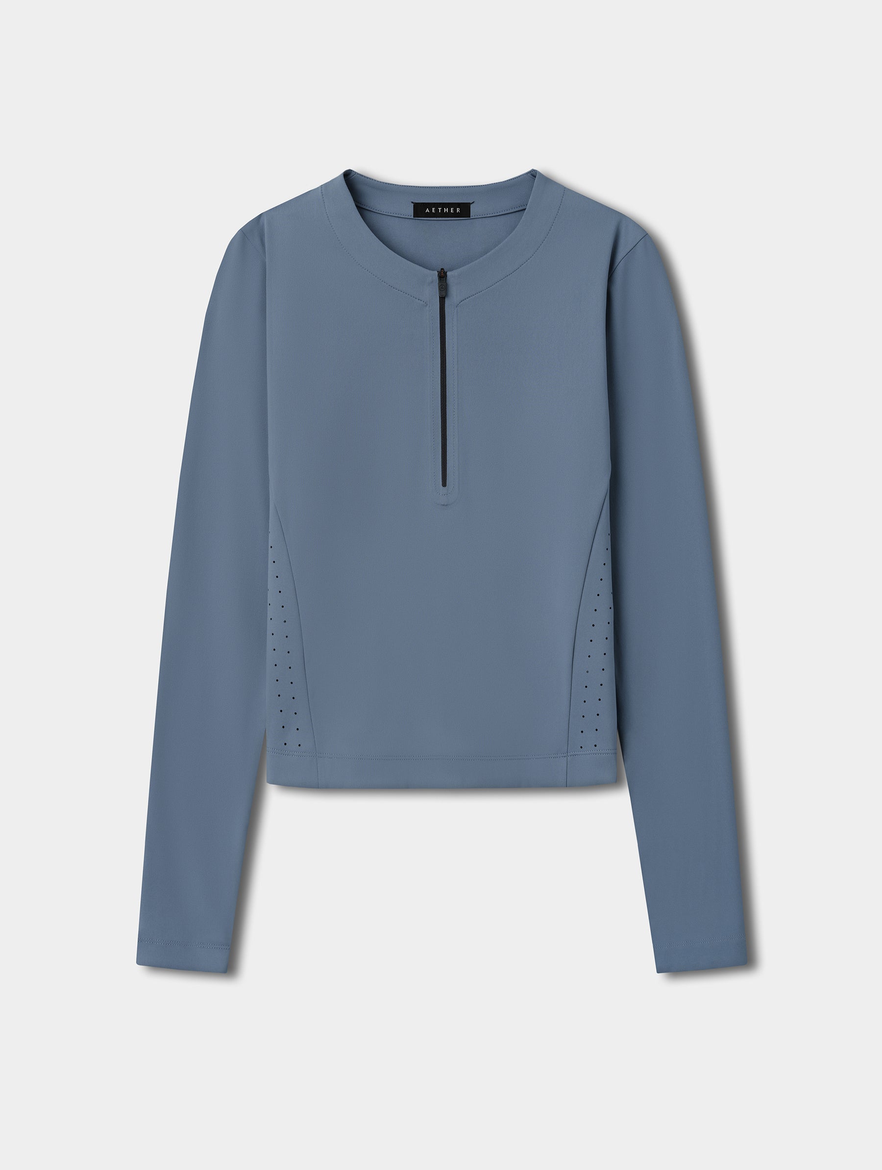 Flat lay view of the Kora Sunproof Shirt in Portal Blue from AETHER.