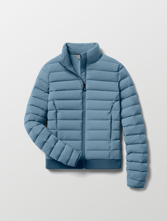 Flat lay of W Launch Full-Zip Jacket NH in Portal Blue from AETHER Apparel.