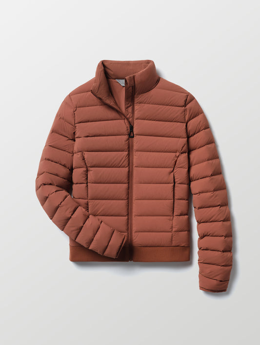 Flat lay image of W Launch Full-Zip Jacket NH in Redwood Rust from AETHER Apparel.