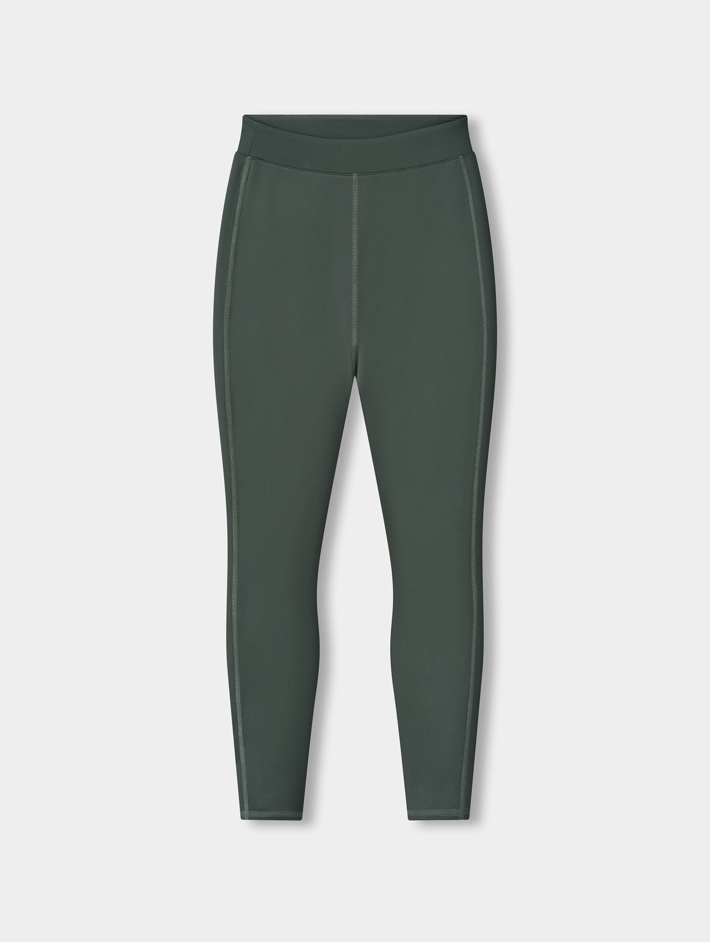 Flat lay view of the Laurel Legging in Saville Green from AETHER.