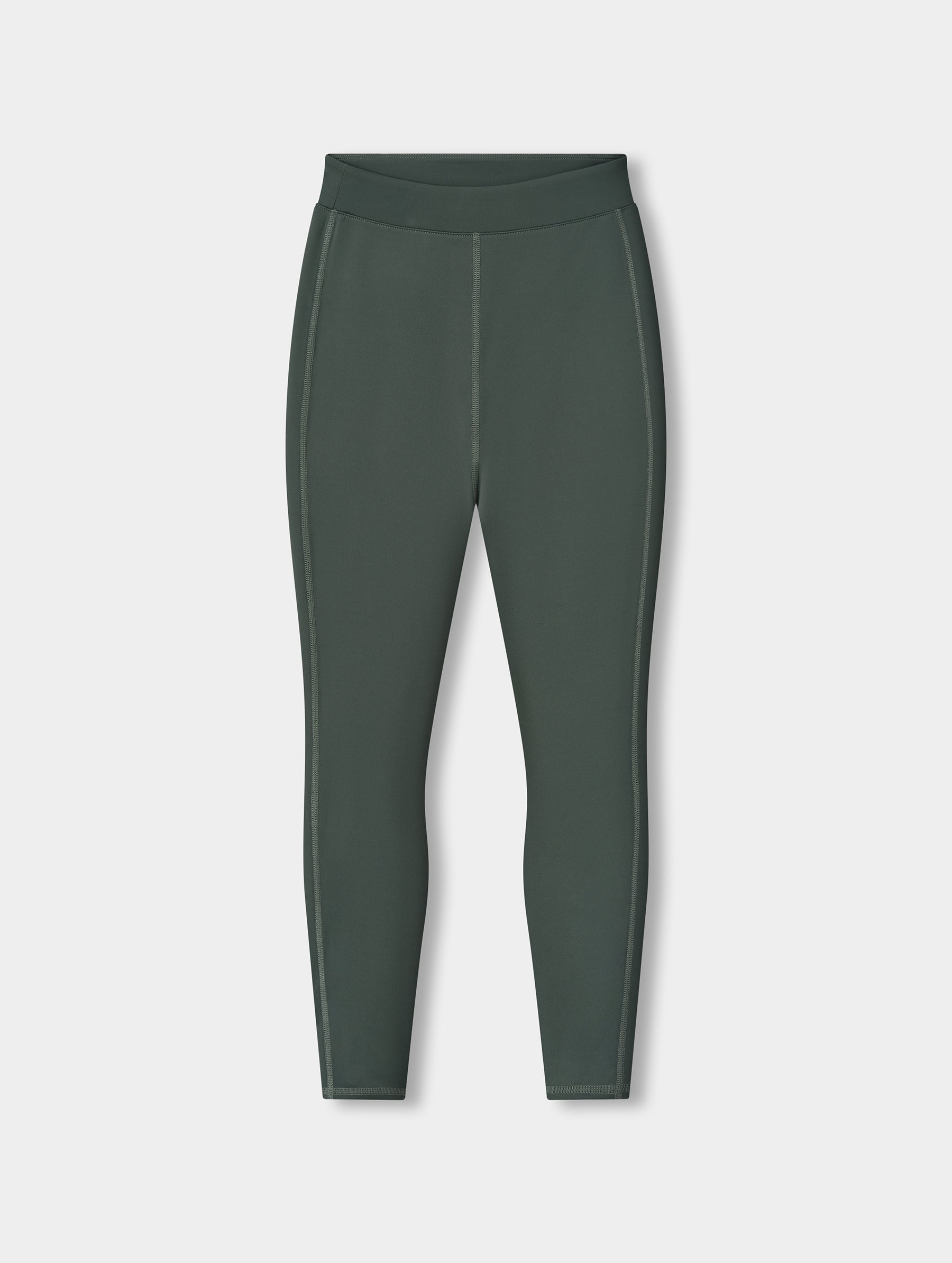 Flat lay view of the Laurel Legging in Saville Green from AETHER.
