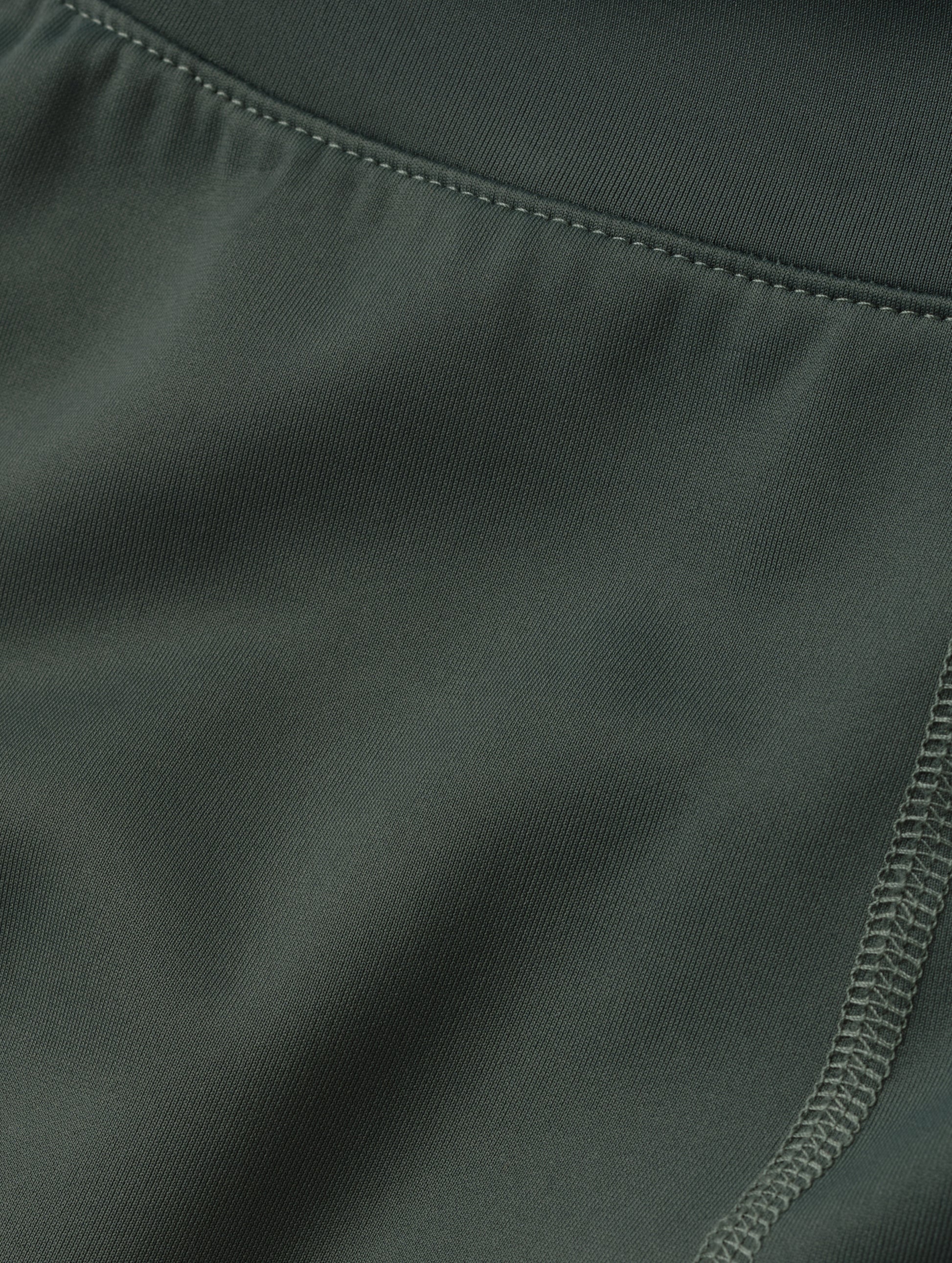 Closeup detailed look at the fabric of the Laurel Legging in Saville Green from AETHER Apparel.