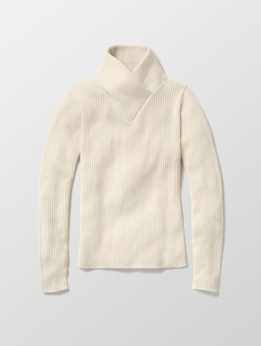 Flat lay image of Lexington Sweater in Bone white from AETHER Apparel. 