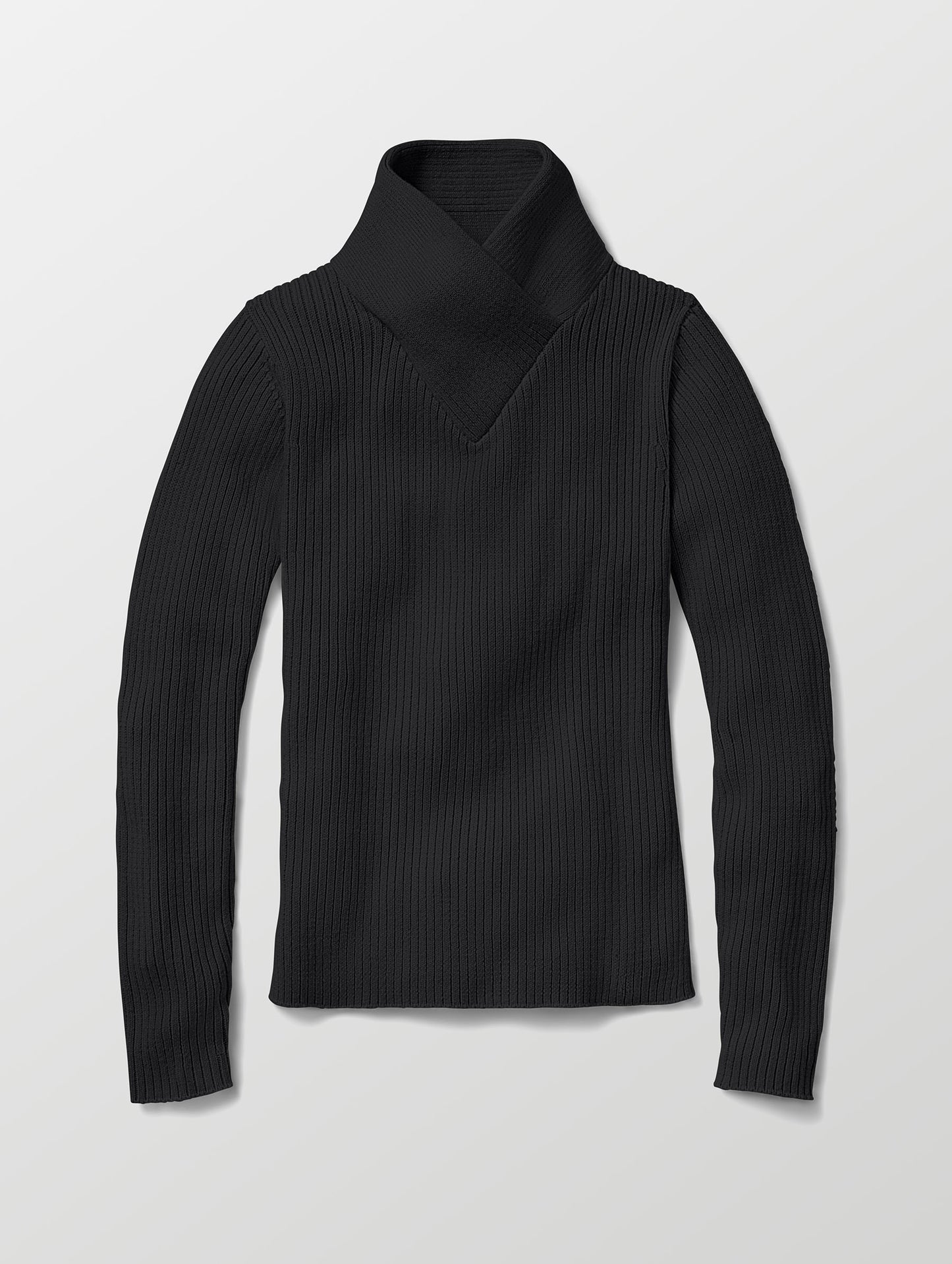 Flat lay image of Lexington Sweater in Onyx Black from AETHER Apparel. 