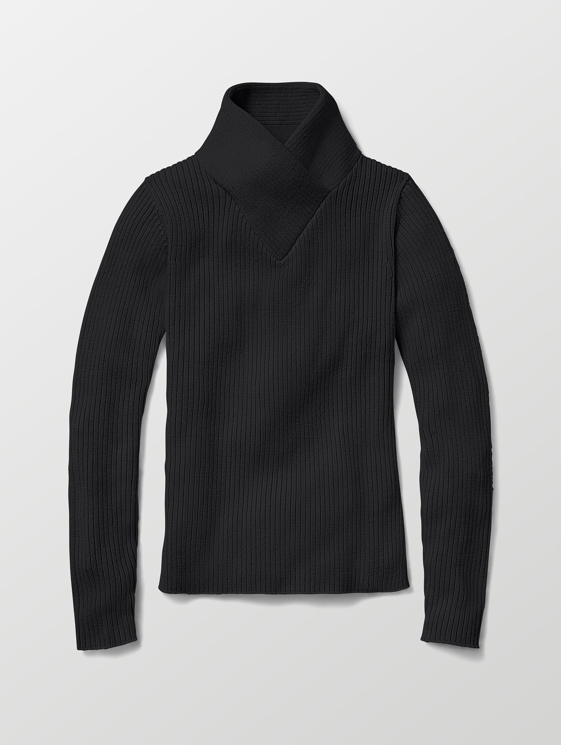 Flat lay image of Lexington Sweater in Onyx Black from AETHER Apparel. 