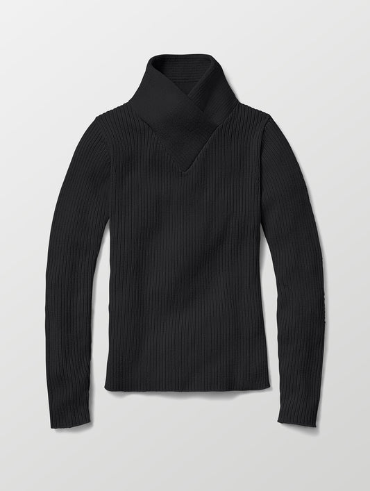 Flat lay image of Lexington Sweater in Onyx Black from AETHER Apparel. 