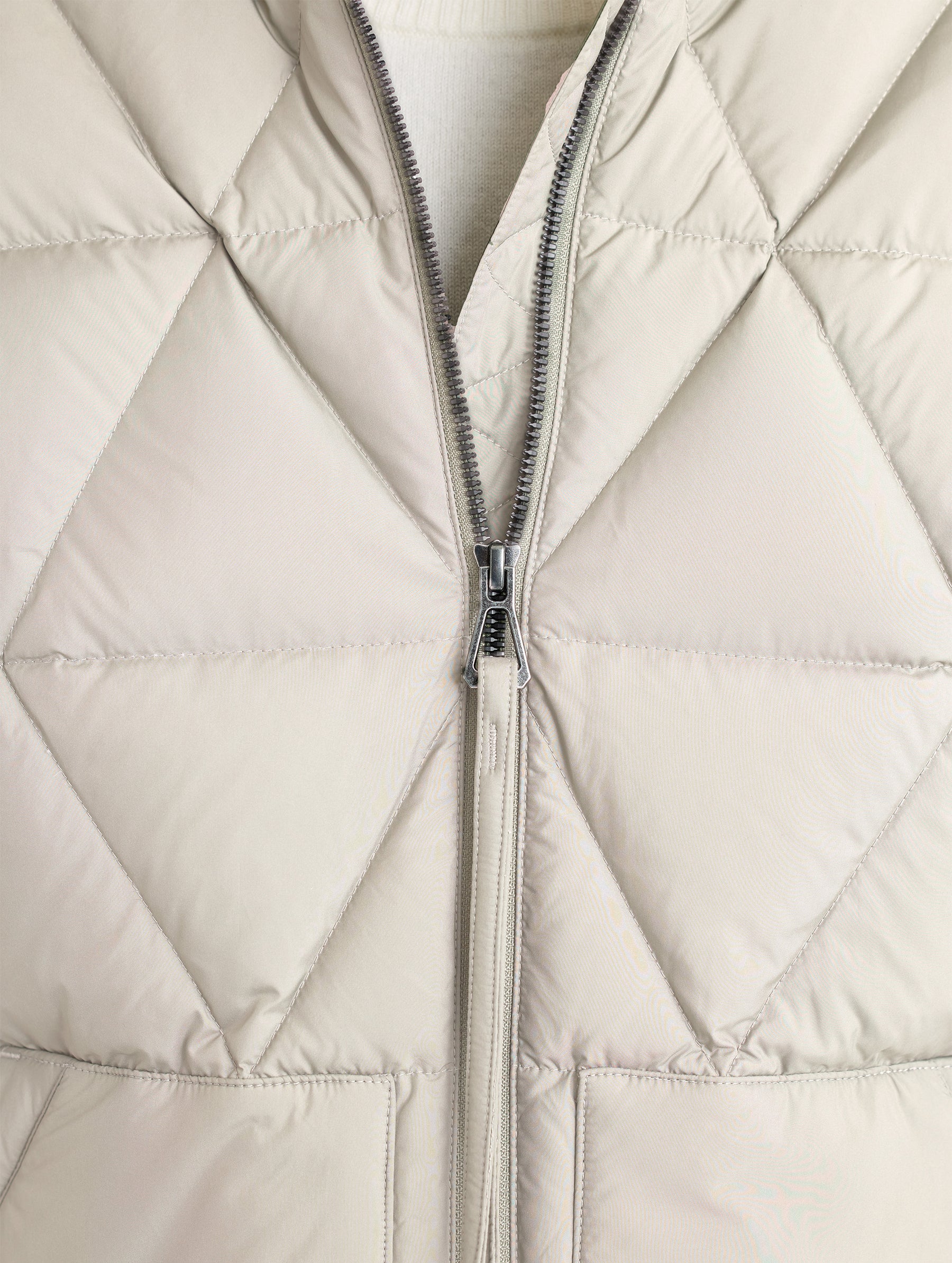 Closeup front view of Mailen Oversized Vest in Bone White from AETHER Apparel.