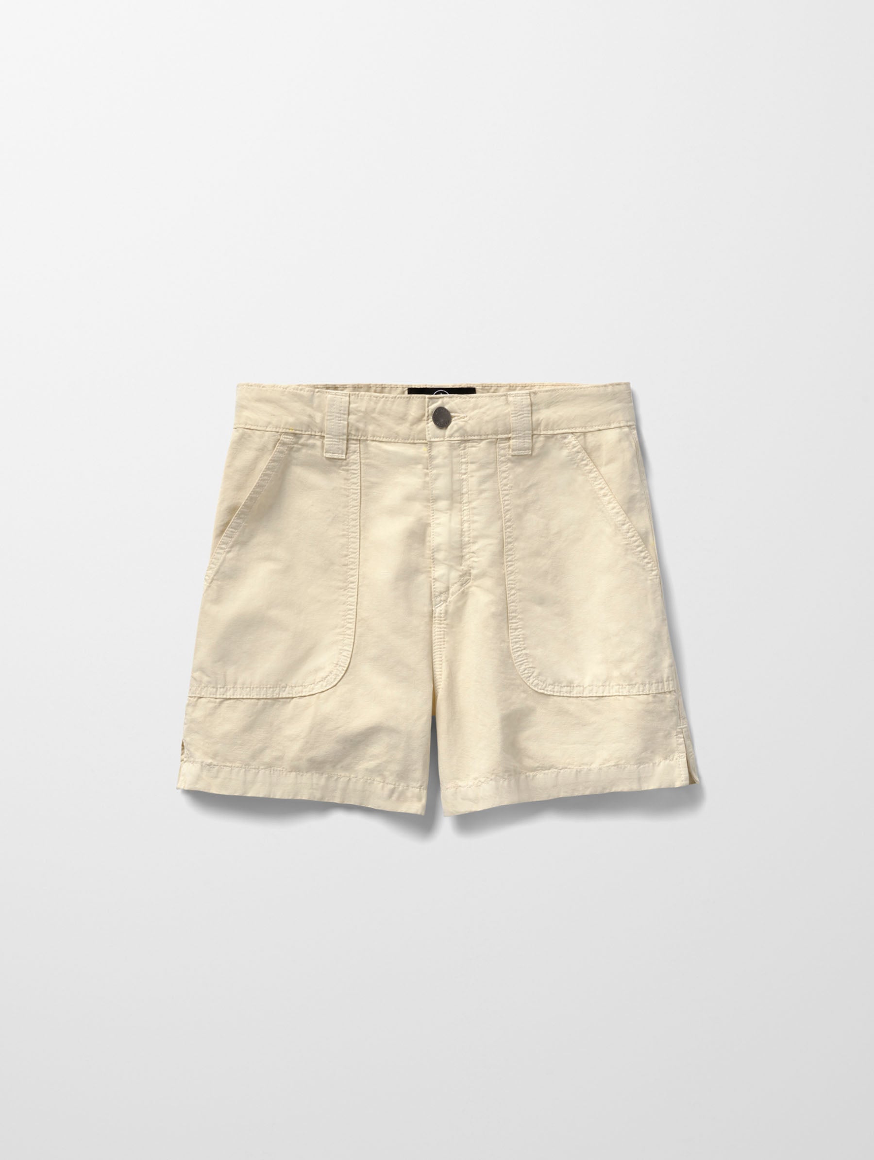 Flat lay image of the Masai Safari Short in Bone white from AETHER Apparel.