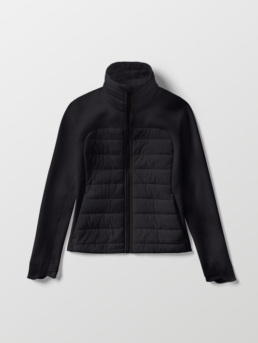 Flat lay of the W Morgan Full-Zip 2.0 in Onyx Black from AETHER Apparel.