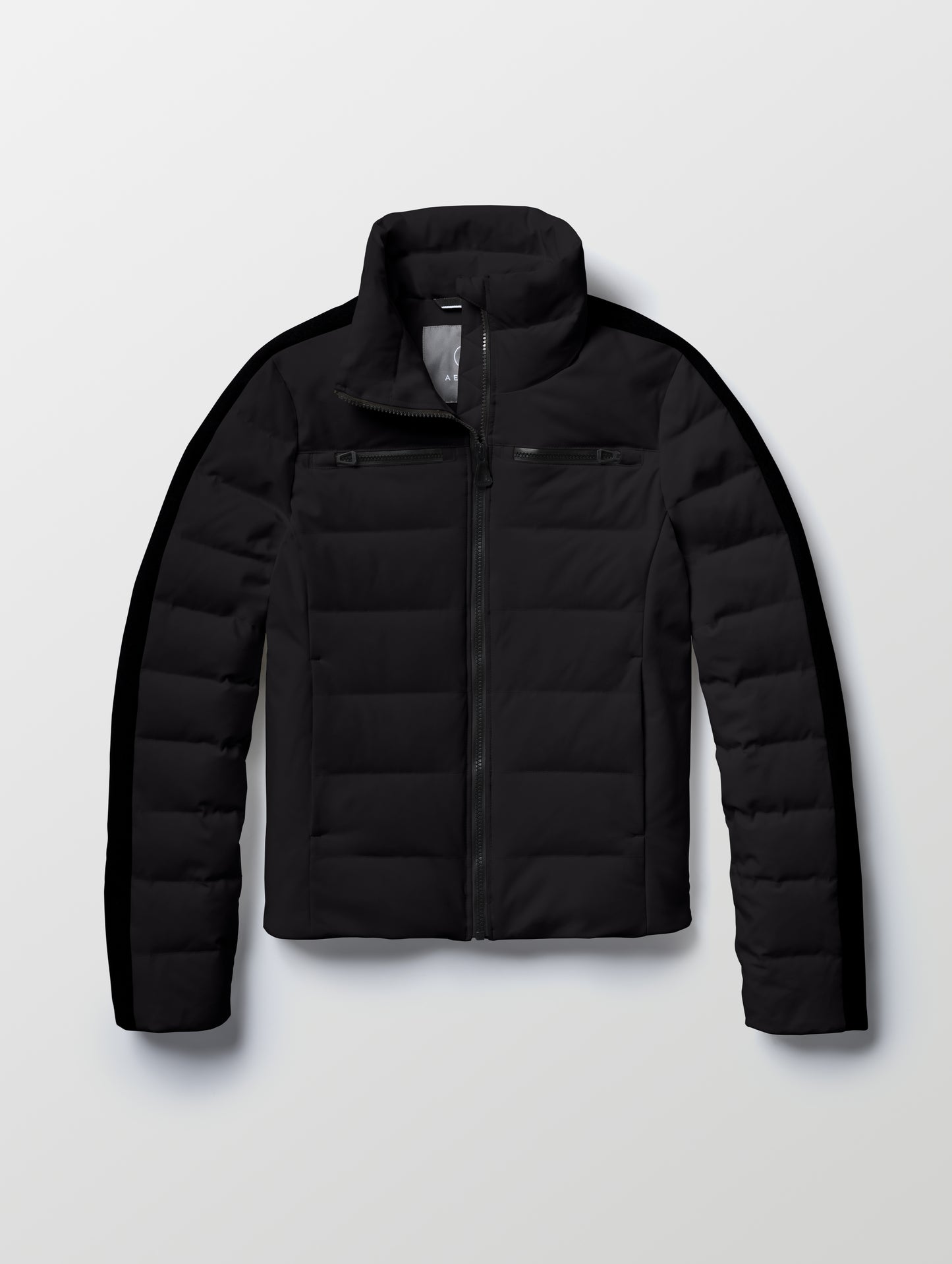 Flat lay of the Nordic Jacket 2.0 in Onyx Black from AETHER Apparel.