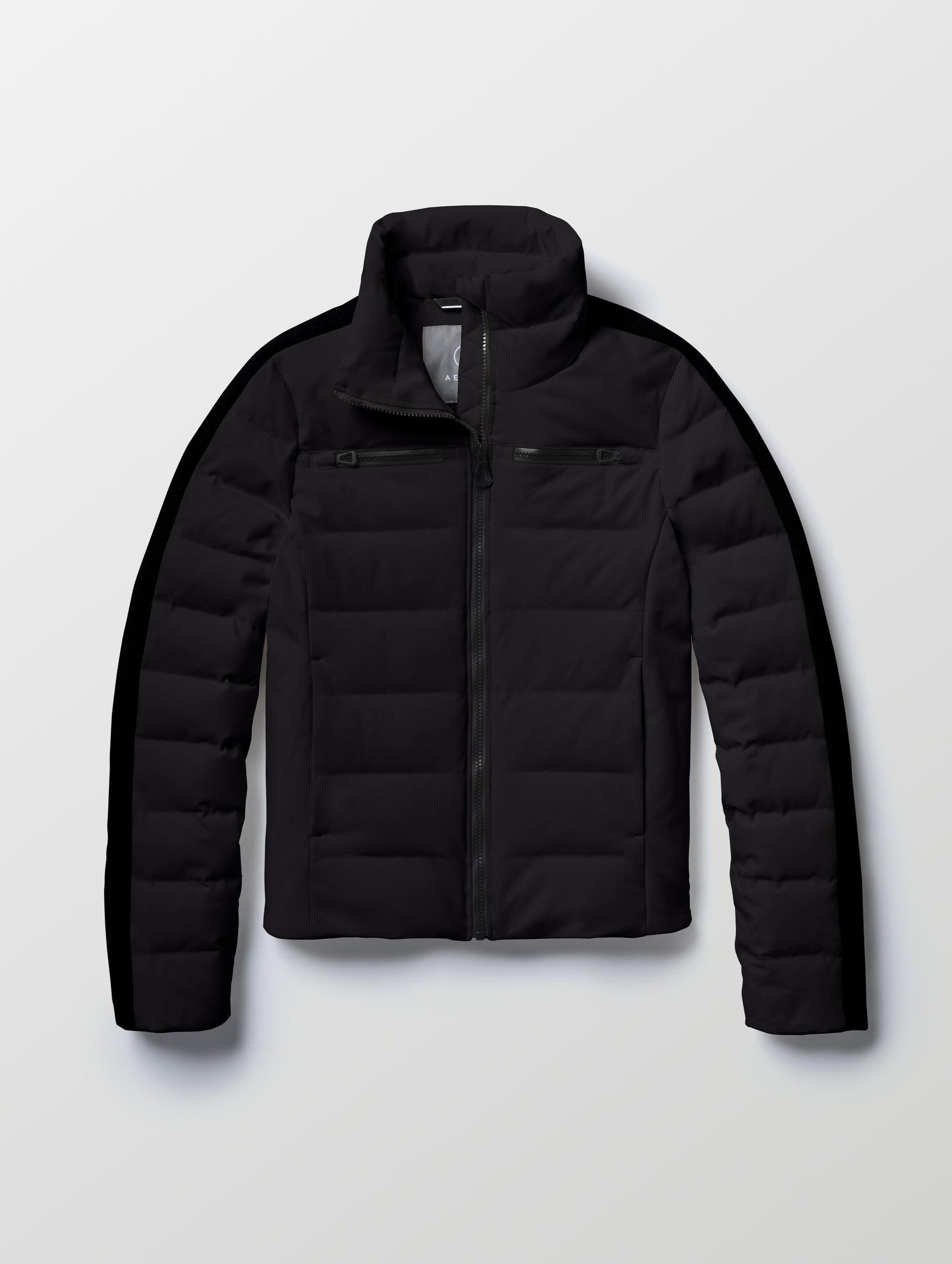 Flat lay of the Nordic Jacket 2.0 in Onyx Black from AETHER Apparel.