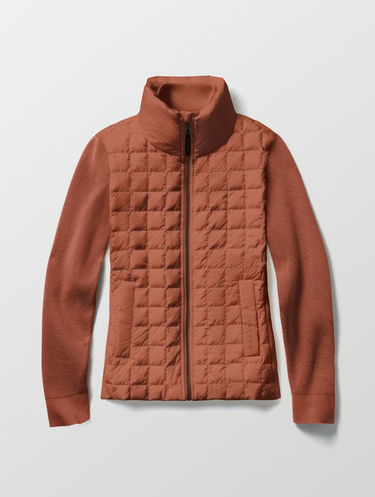 Flat lay of the Phase Full-Zip in Redwood Rust from AETHER Apparel.