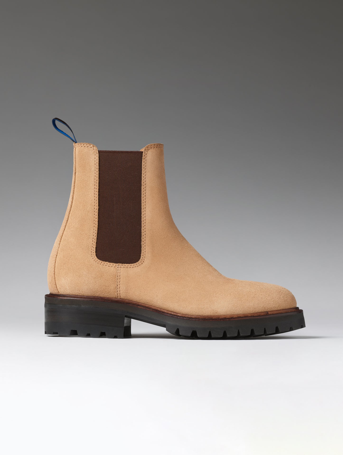 Side profile view of the Reign Chelsea Boot in Dark Clay from AETHER Apparel.