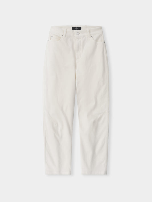 Flat lay view of the Rowan Cotton Pant in Winter White from AETHER Apparel.