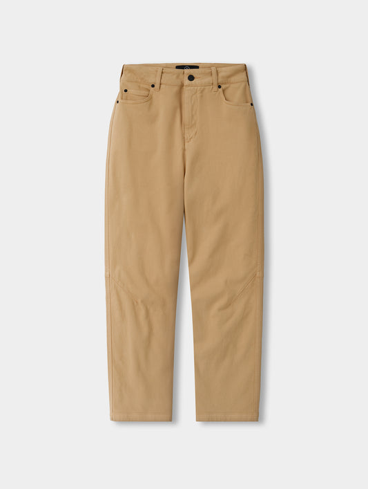 Flat lay view of the Rowan Cotton Pant in Latte Brown from AETHER Apparel.