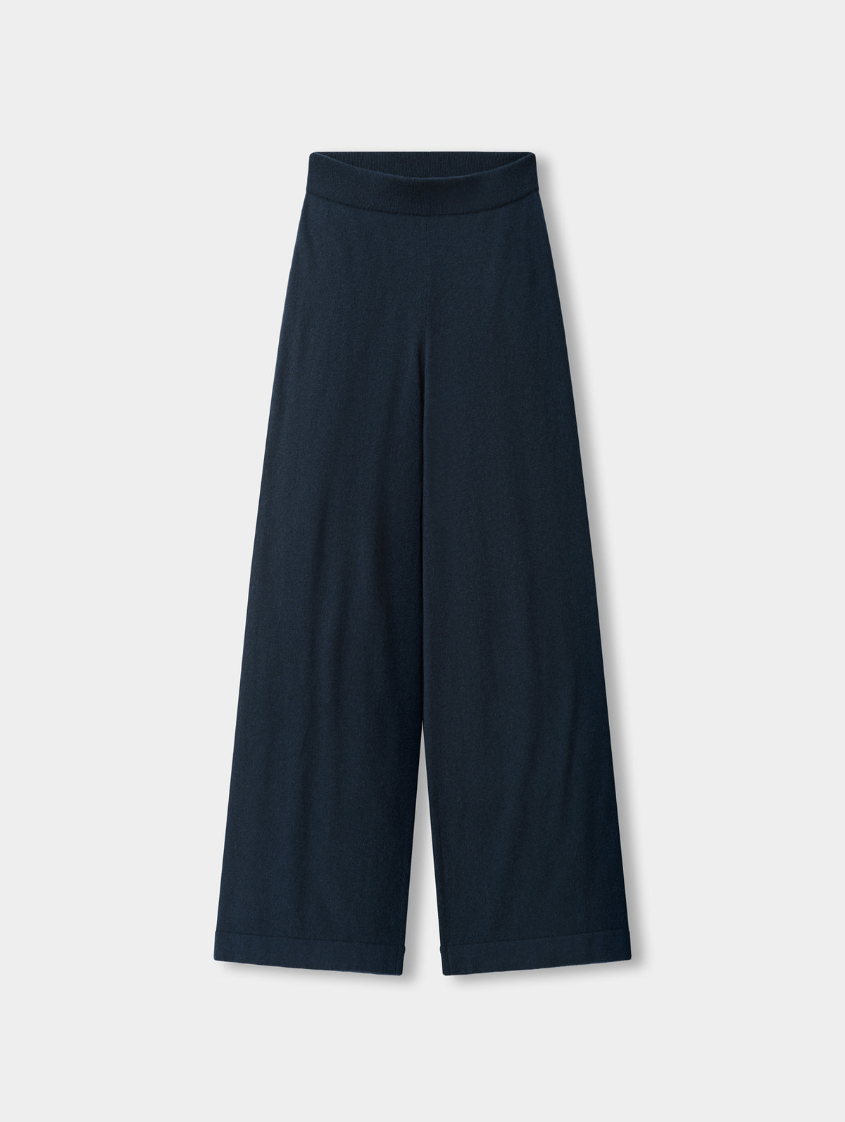 Flat lay view of the Solace Cashmere Pant in Total Eclipse from AETHER Apparel.