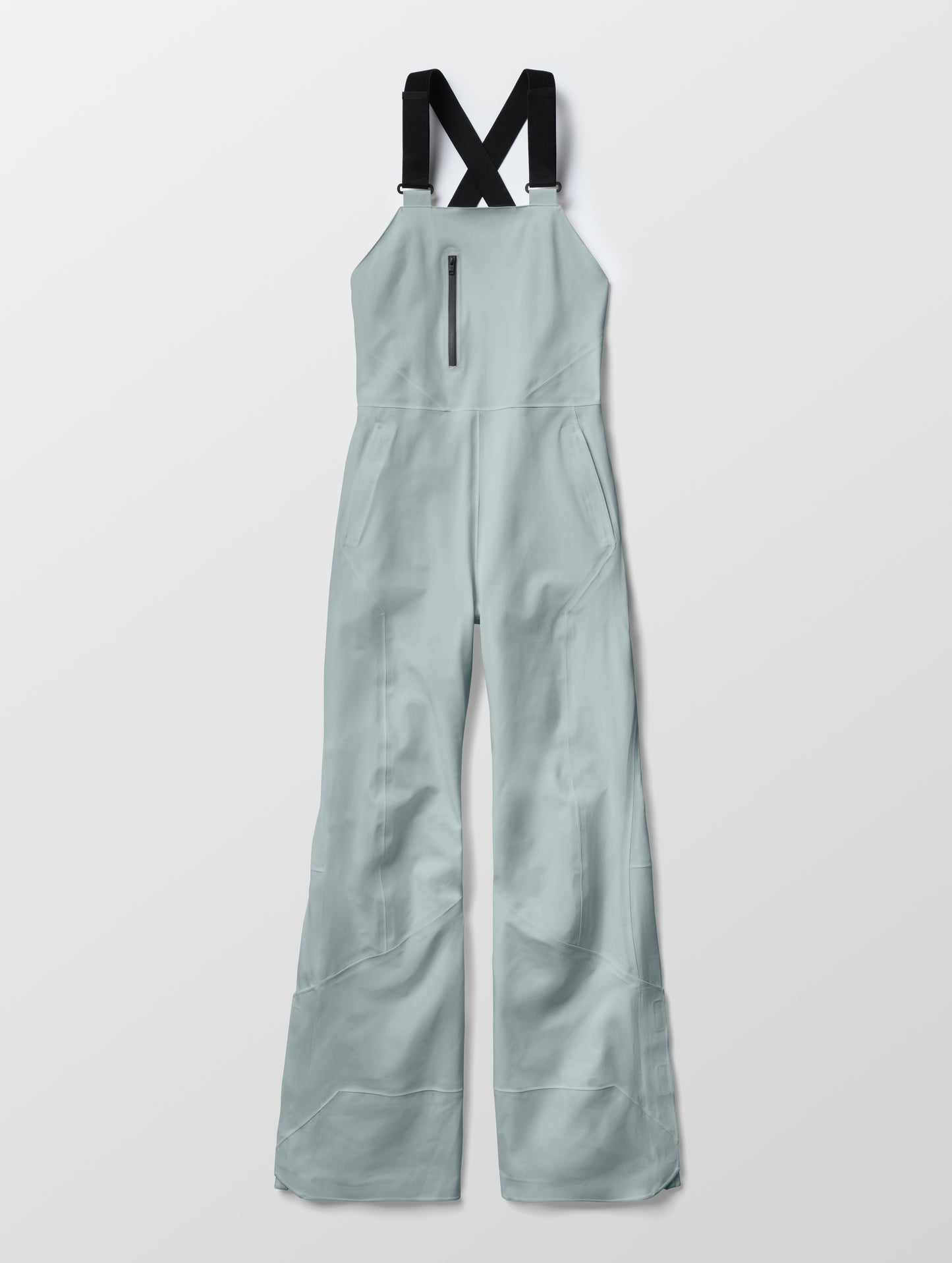 Flat lay of the Sophia Insulated Snow Bib in Jadewood Green from AETHER Apparel.
