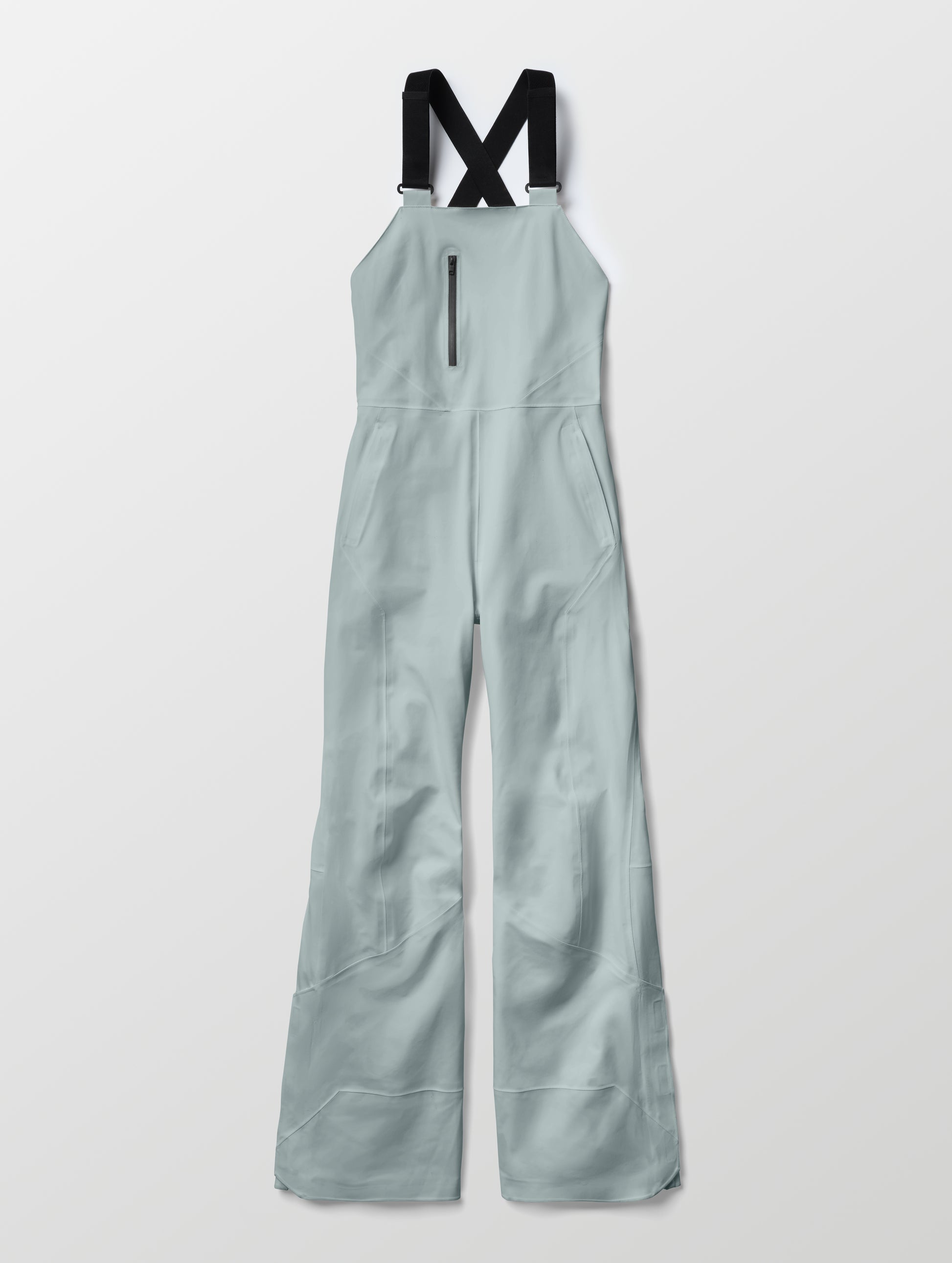 Flat lay of the Sophia Insulated Snow Bib in Jadewood Green from AETHER Apparel.