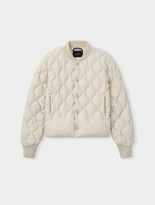 Flat lay view of the Stella Liner Jacket in Bone from AETHER Apparel.