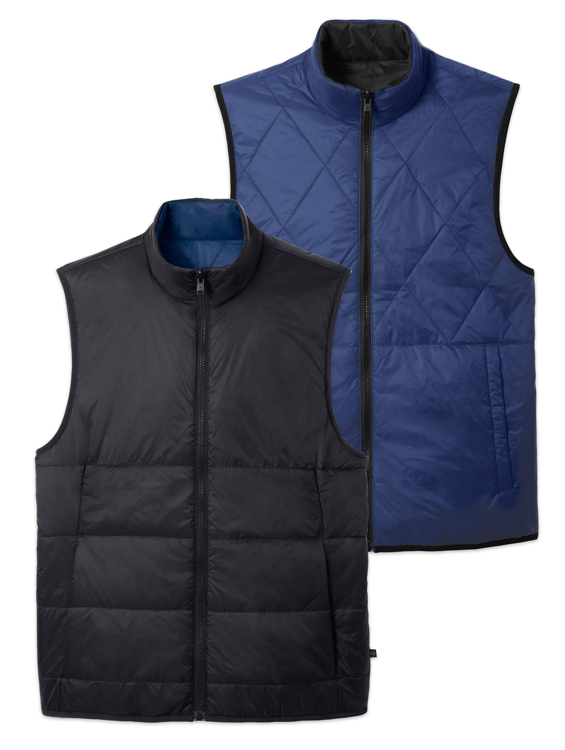 reversible vest with black and blue side