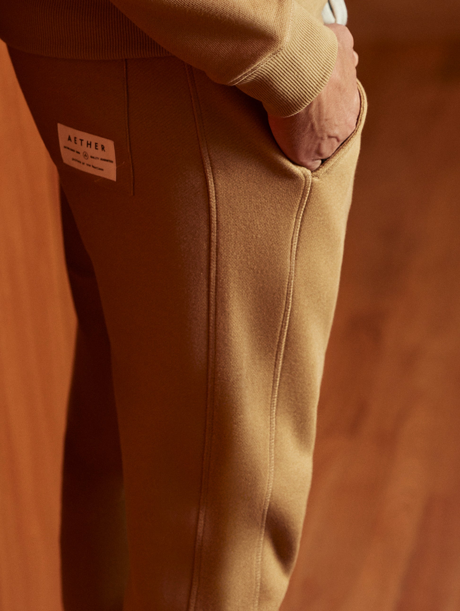 man wearing brown sweatpants