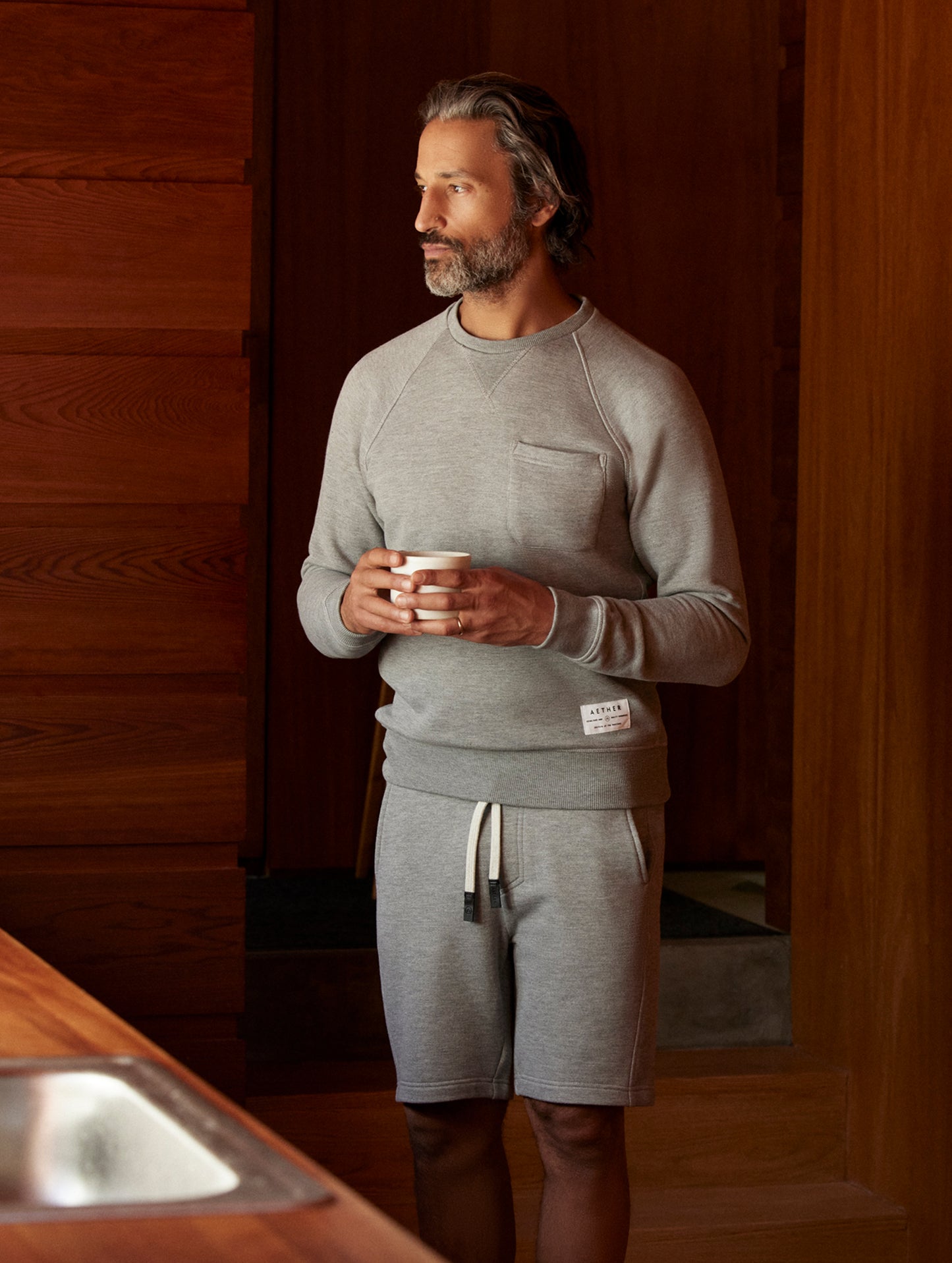 man wearing grey sweatpants