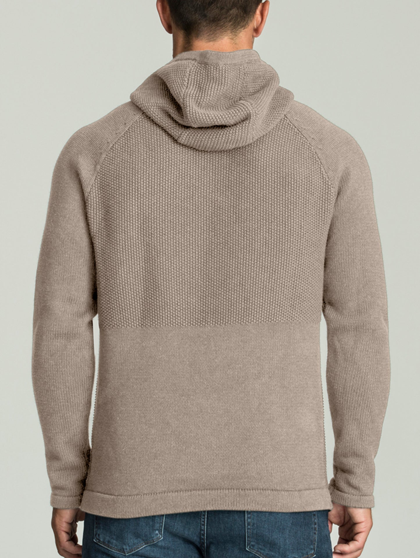 tan hooded sweater for men