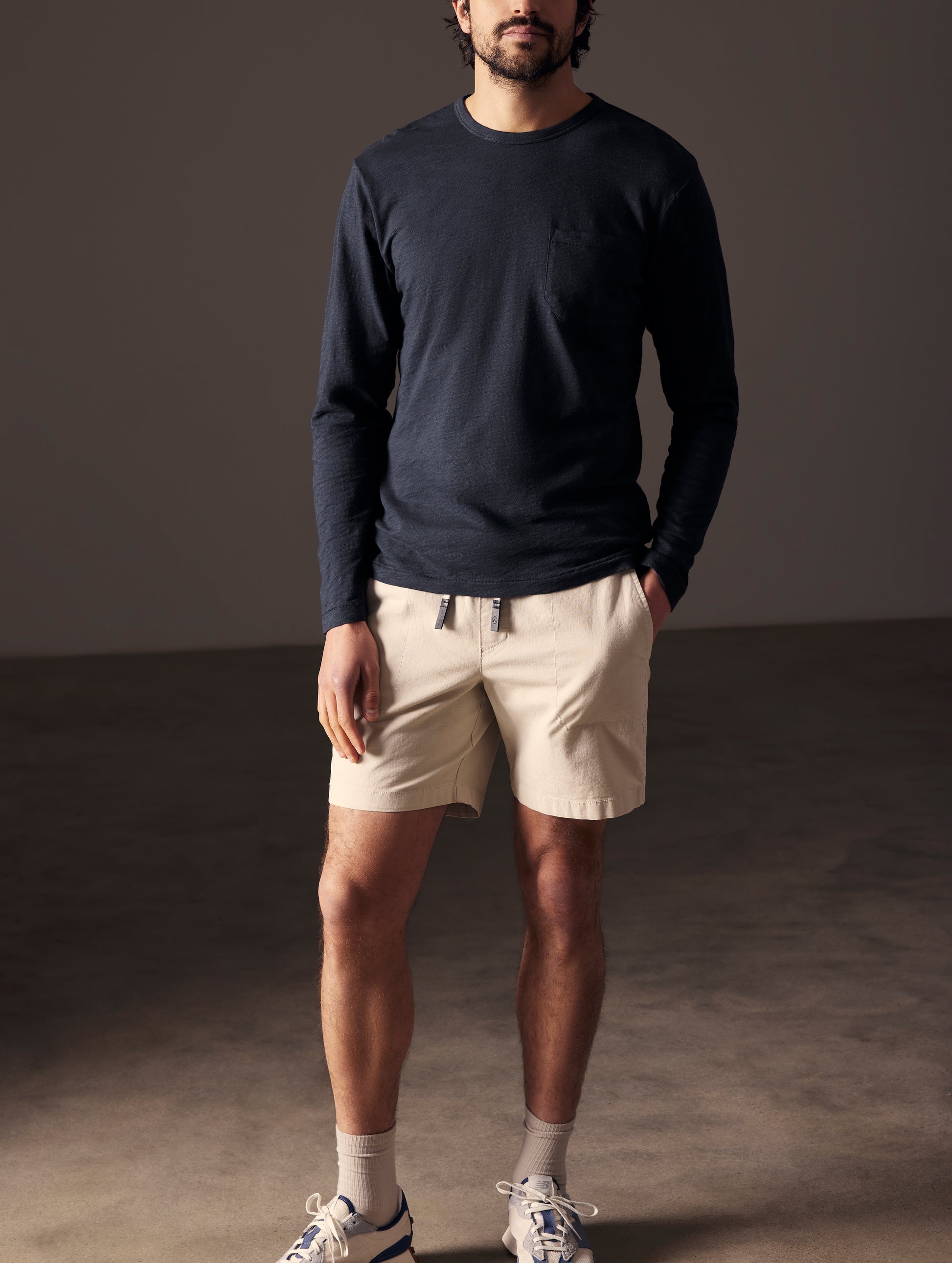 man wearing blue long-sleeve tee from AETHER Apparel