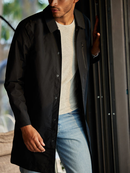black raincoat for men from Aether Apparel