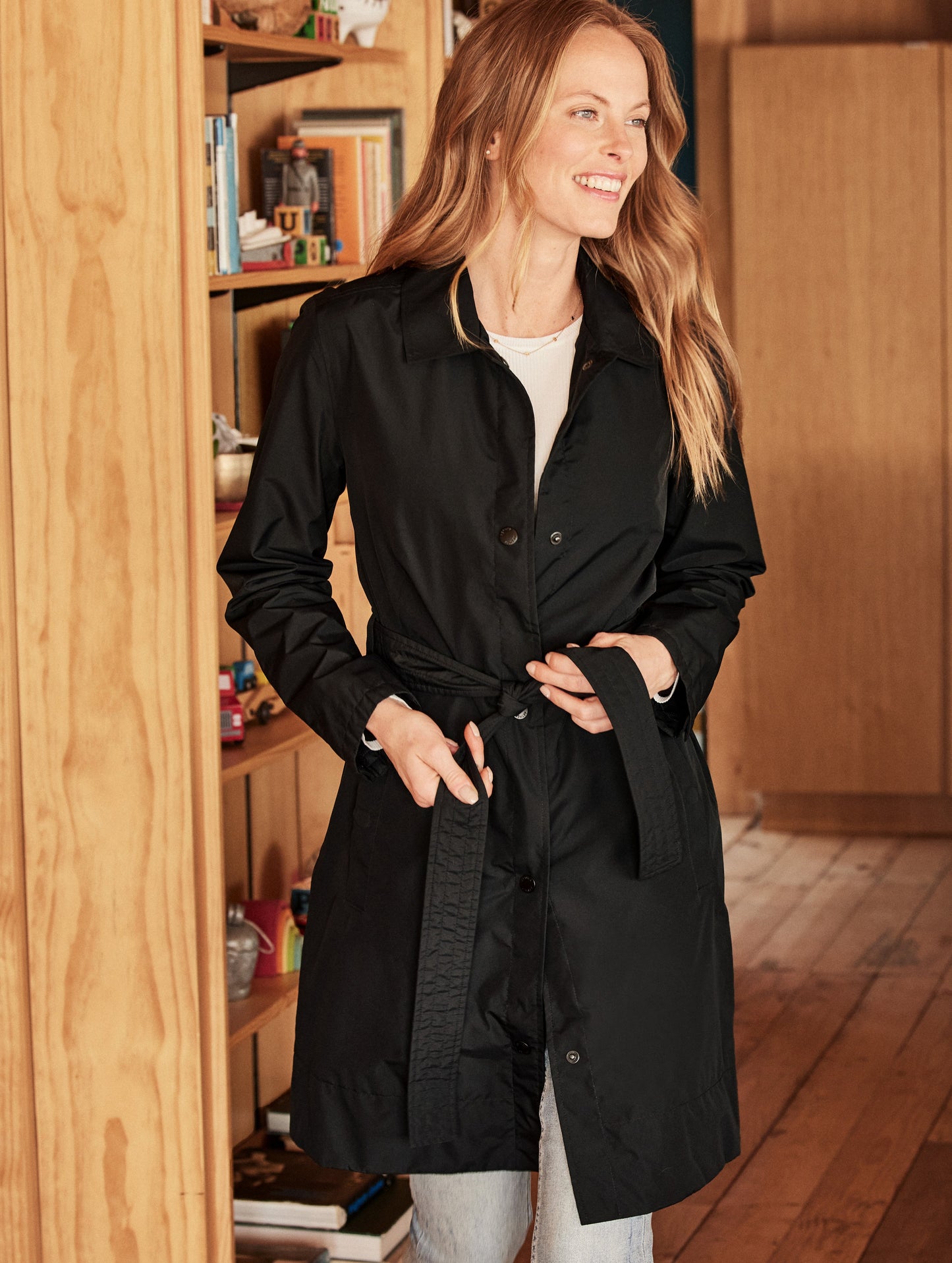black raincoat for women from Aether Apparel