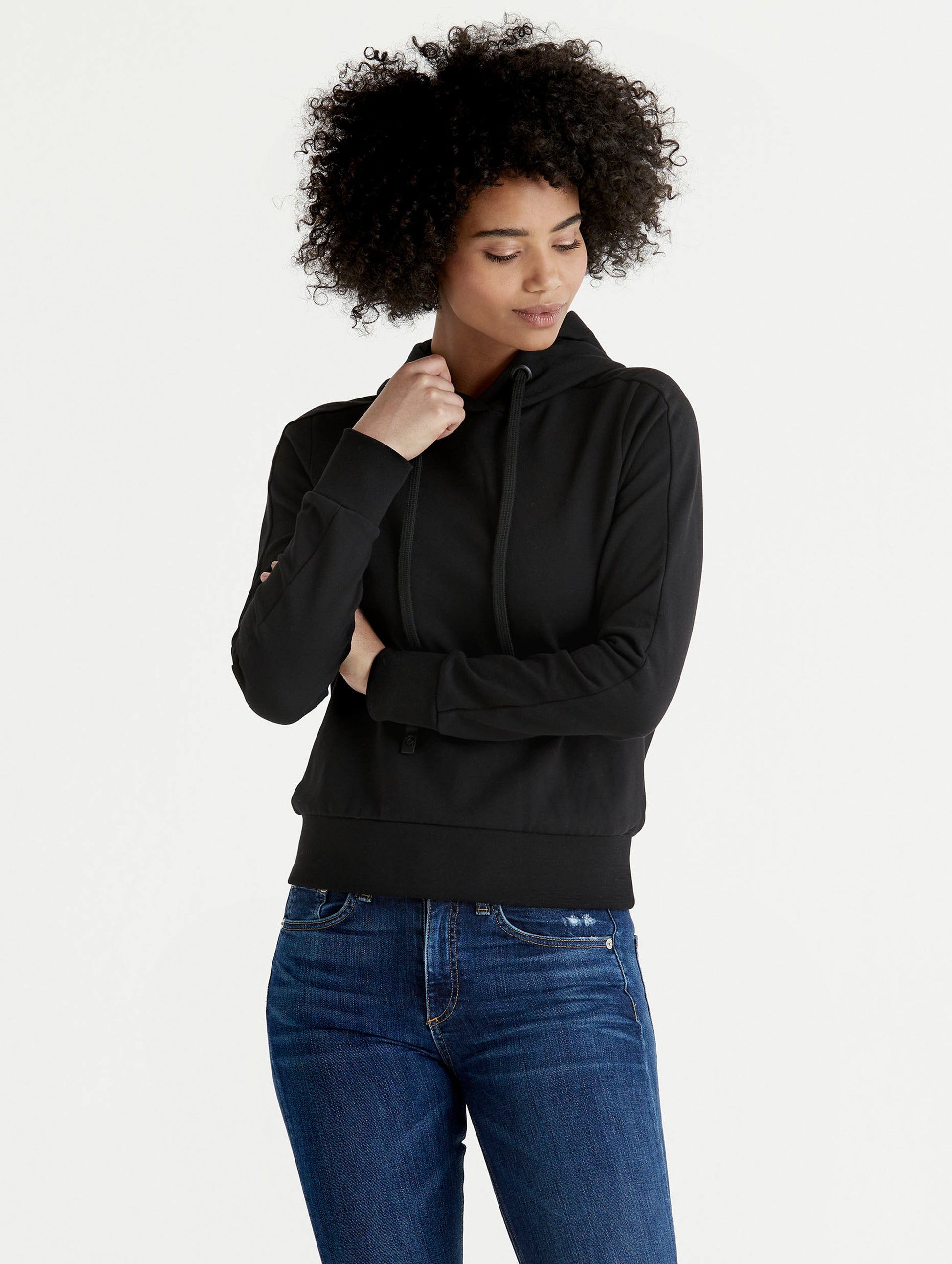 woman wearing black pullover