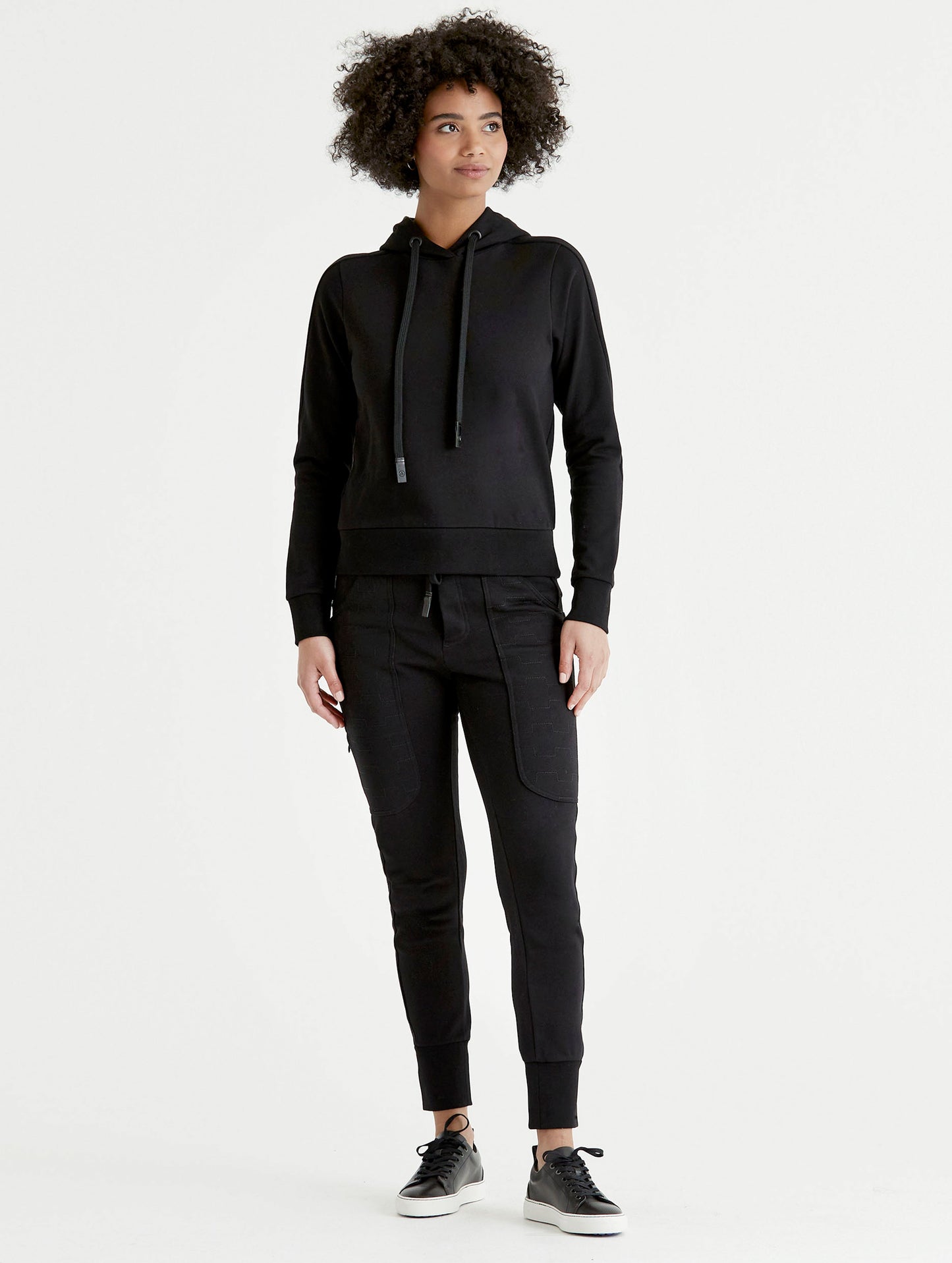 woman wearing black pullover