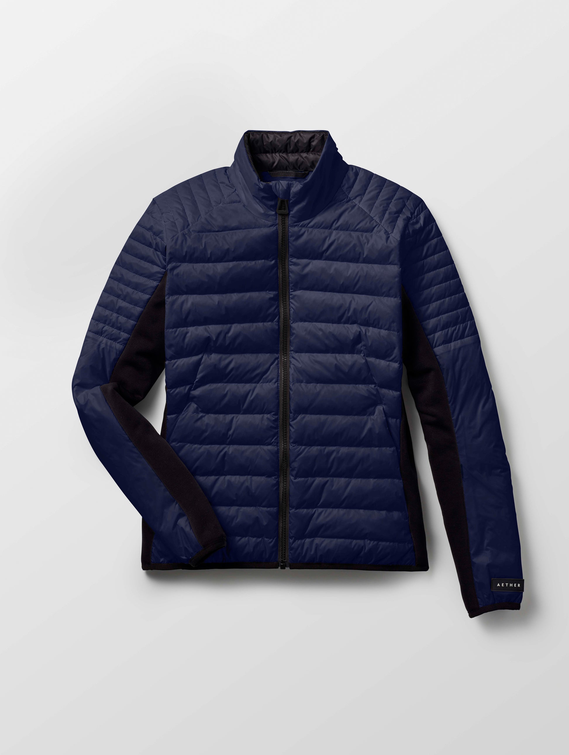 wearing quilted blue jacket for women
