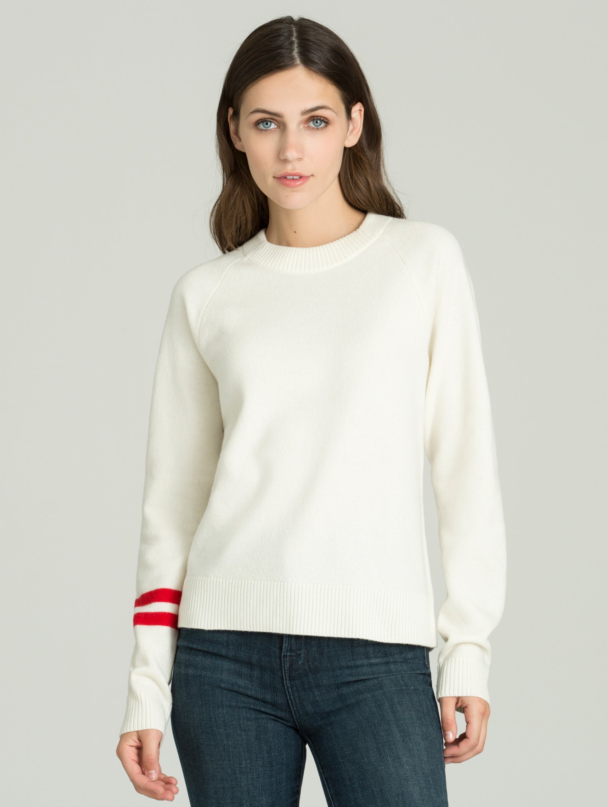 woman wearing white sweater from AETHER Apparel