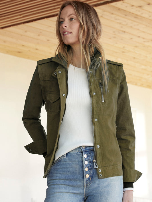 woman wearing green jacket from AETHER Apparel
